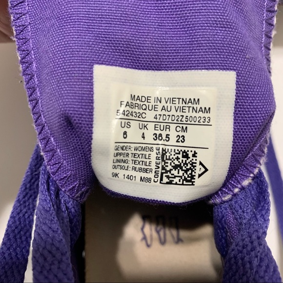 Women's Converse Chuck Taylor Purple Platform Wedge 542432C Size 6 - Picture 7 of 11